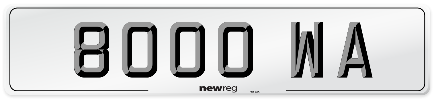 8000 WA Number Plate from New Reg